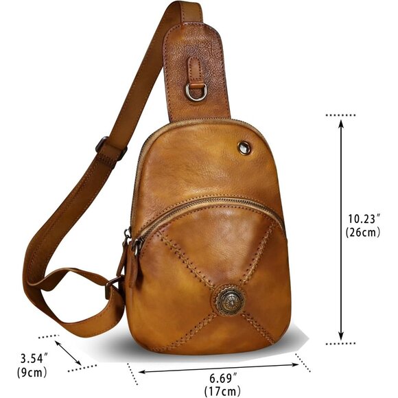 Genuine Leather Women's Small Vintage Crossbody Shoulder Bag - Picture 4 of 6